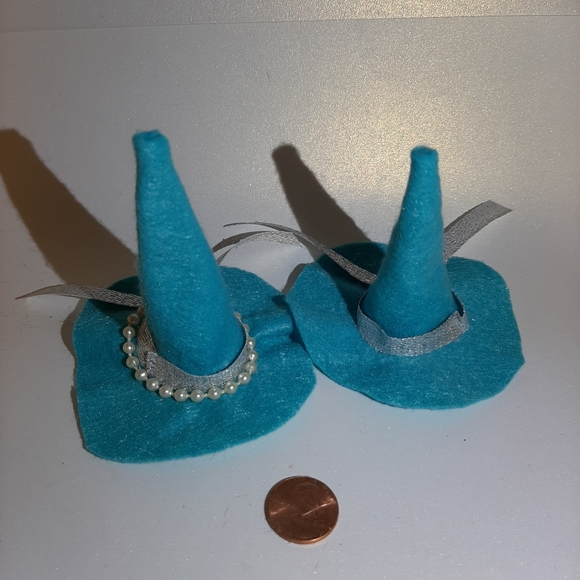 Doll Witch hats set of 2 Turquoise New - Picture 3 of 3